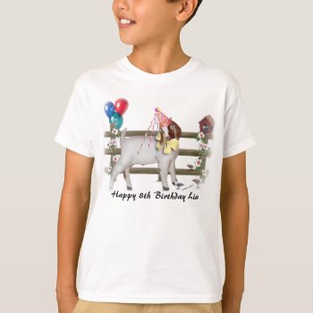 Personalize Adorable Boer Goat Kid Birthday Shrt T-shirt by getyergoat at Zazzle