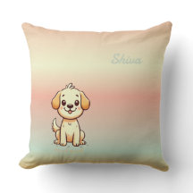 personalize Adorable Puppy-Themed Throw Cushion