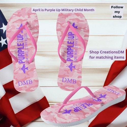 Personalize Adult Purple Up Military Child Flip Flops