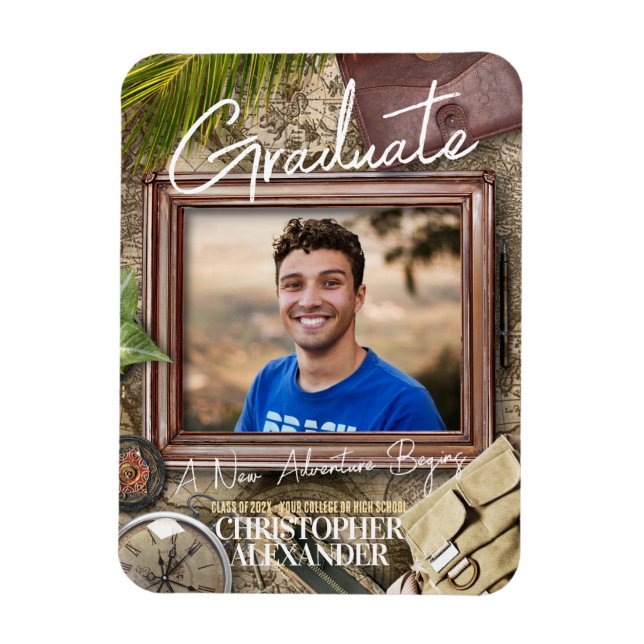 Personalize Adventurer Graduation Announcements Magnet (Vertical)
