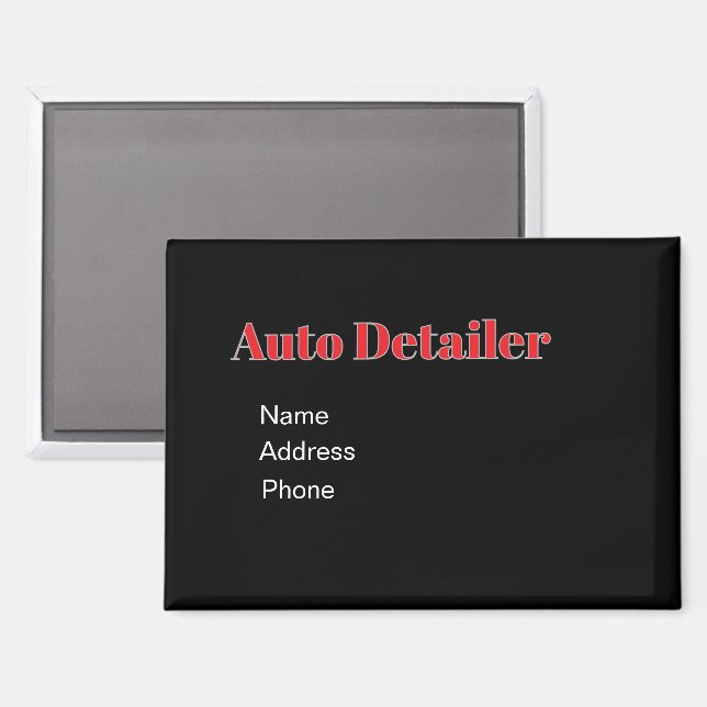 Personalize Advertise Promote Auto Detailer Magnet (Front/Back)