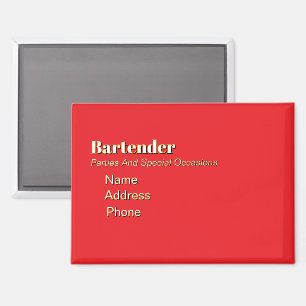 Personalize Advertise Promote Bartender Magnet