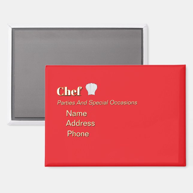 Personalize Advertise Promote Chef  Magnet (Front/Back)
