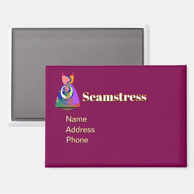 Personalize Advertise Promote Seamstress Plum  Magnet (Front/Back)