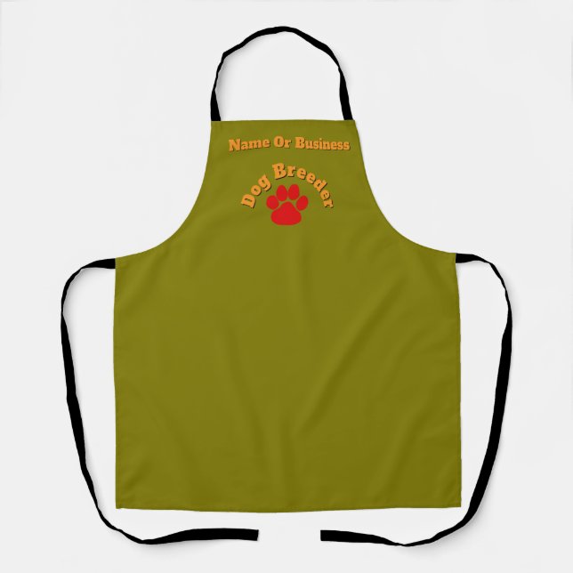 Personalize Advertise Red Paw Dog Breeder Olive   Apron (Front)