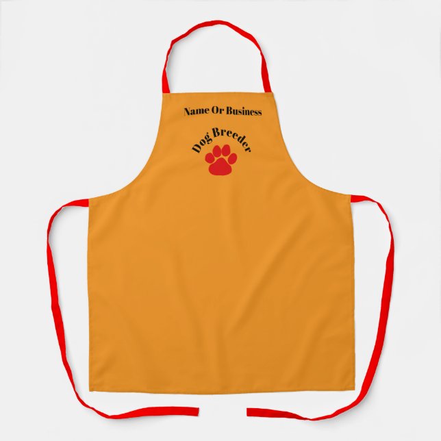 Personalize Advertise Red Paw Dog Breeder Orange   Apron (Front)