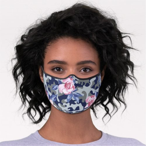 Personalize Aesthetic CAMO Camouflage Floral Roses Premium Face Mask