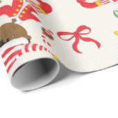 Personalize African American Christmas Elf Wrapping Paper (Roll Corner)