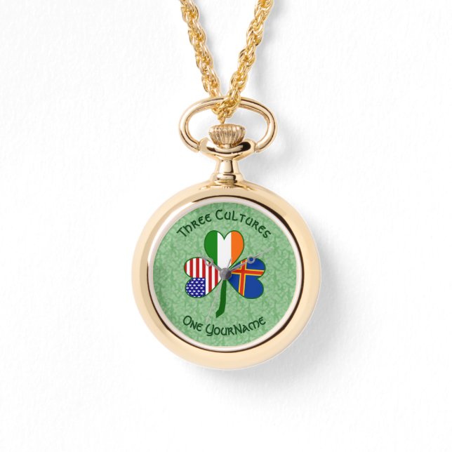 Personalize Åland Islands Shamrock Ladies Watch (Front)