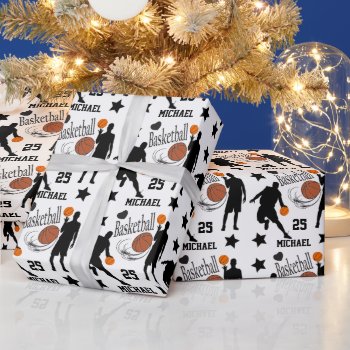 Personalize All Star Basketball Player Wrapping Paper by DesignsbyDonnaSiggy at Zazzle