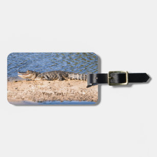 Personalize Alligator sunning at the lake  Luggage Tag