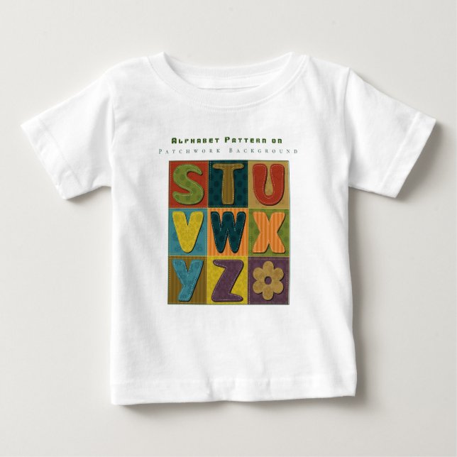 Personalize Alphabet Pattern Patchwork Background  Baby T-Shirt (Front)