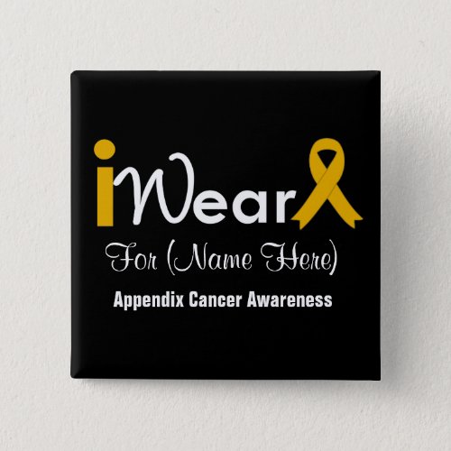 Personalize Amber Ribbon Appendix Cancer Button