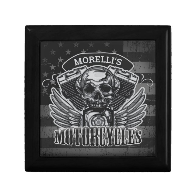 Personalize American Biker Skull Motorcycles Gift Box (Front)