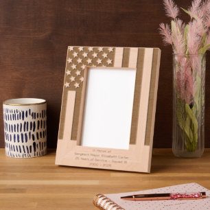 Personalize American Flag Police Retirement Engraved Frames