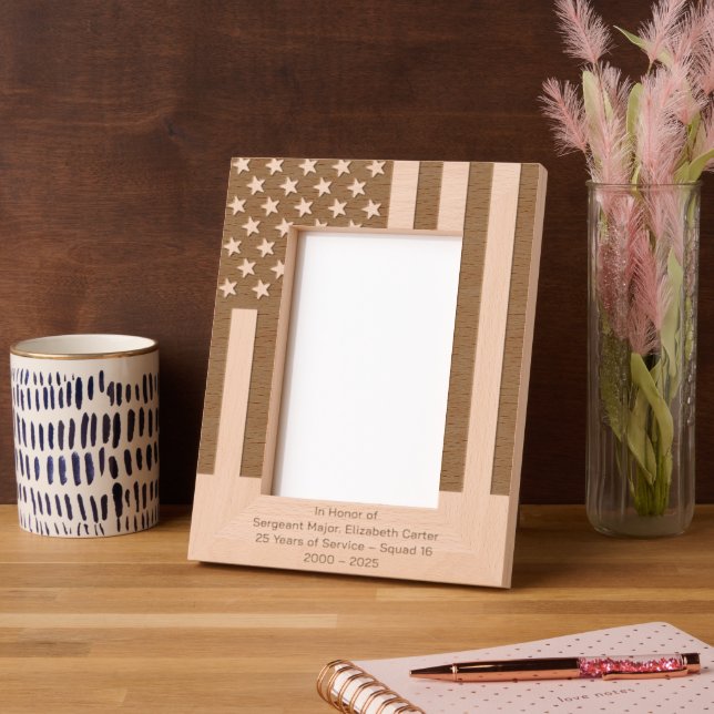 Personalize | American Flag Police Retirement Engraved Frames (Left)