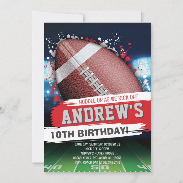 Personalize American FOOTBALL WATCH Party Invitation (Front)