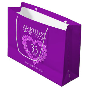 Personalize amethyst 33rd anniversary photo purple large gift bag