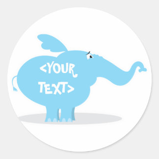 Personalize an Elephant, <YOUR TEXT> Classic Round Sticker