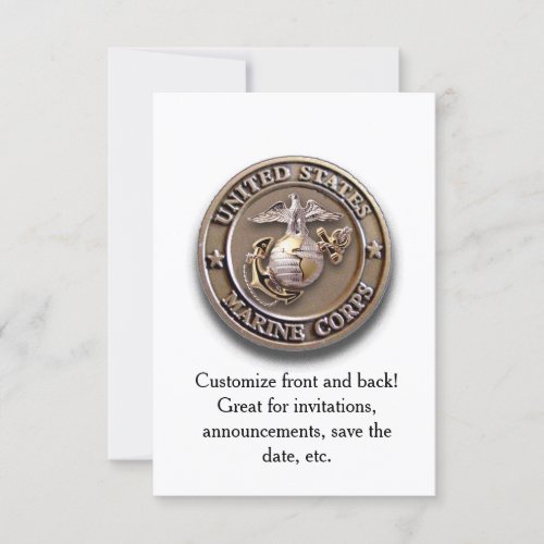 Personalize and Customize BOTH sides Marine Corp Invitation