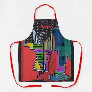 Personalize Animal Imagery Kitchen Craft Red Strap Apron