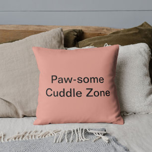 Personalize Animal Pet Cat Funny Quote Coral Peach Throw Pillow
