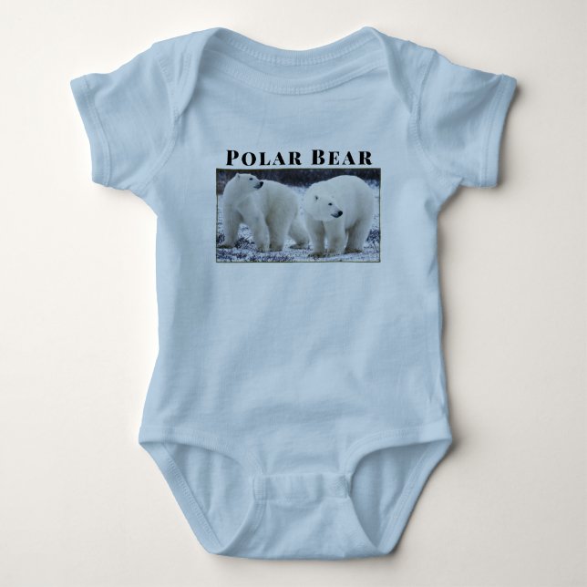 Personalize Animal Polar Bear Outdoor Wildlife Baby Bodysuit (Front)