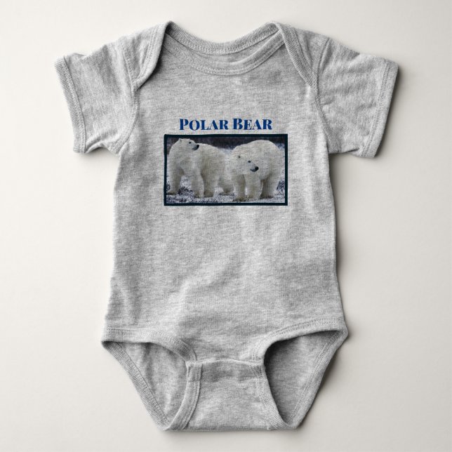 Personalize Animal Polar Bear Outdoor Wildlife Baby Bodysuit (Front)