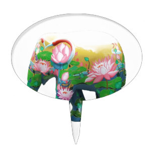 Personalize Animal Safari Jungle Africa Flowers Cake Topper