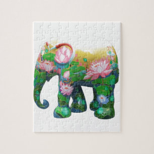 Personalize Animal Safari Jungle Africa Flowers Jigsaw Puzzle