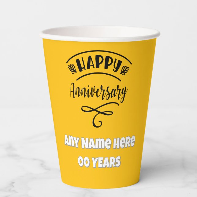 PERSONALIZE Anniversary Name and Year ODAAT Paper Cups (Front)