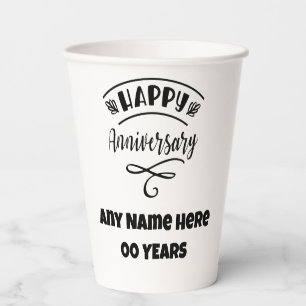 PERSONALIZE Anniversary Name and Year Paper Cups