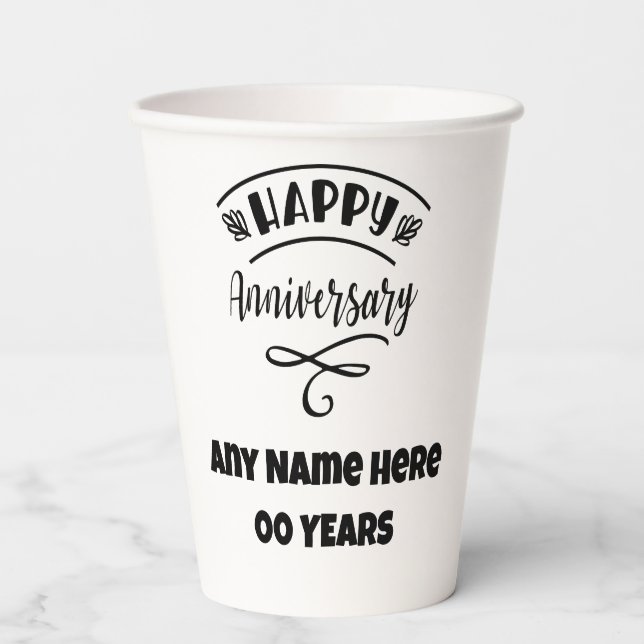 PERSONALIZE Anniversary Name and Year Paper Cups (Front)