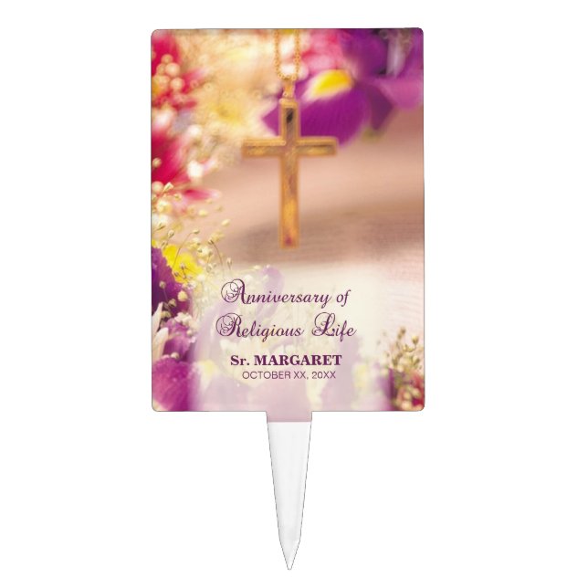 Personalize, Anniversary Religious Life, Nun Cake Topper (Front)