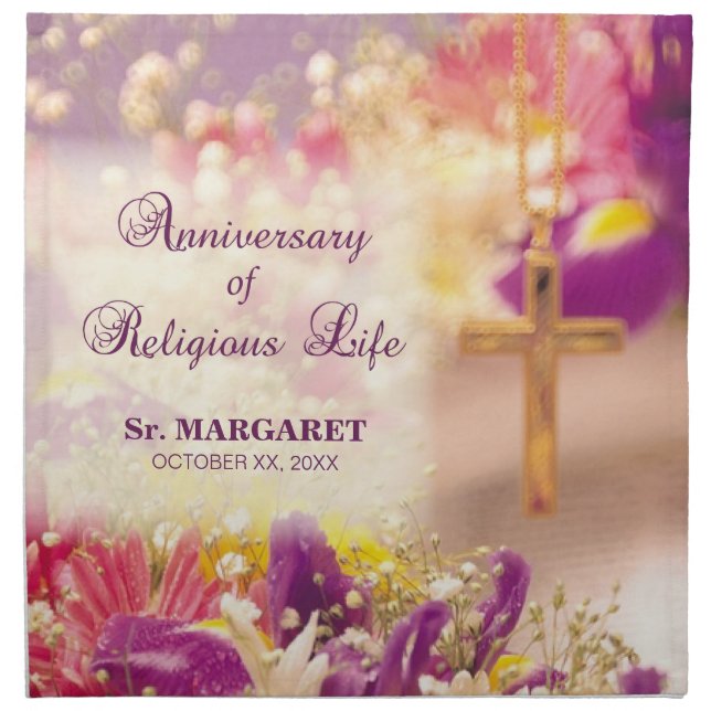 Personalize, Anniversary Religious Life, Nun Cloth Napkin (Front)