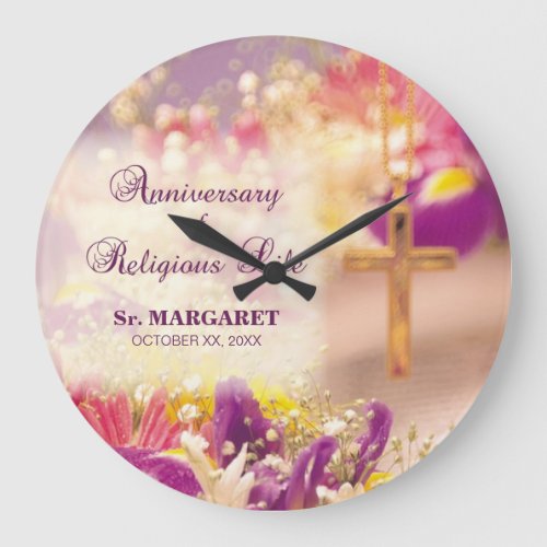 Personalize Anniversary Religious Life Nun Large Clock