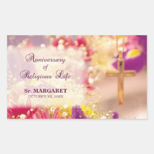 Personalize, Anniversary Religious Life, Nun Rectangular Sticker