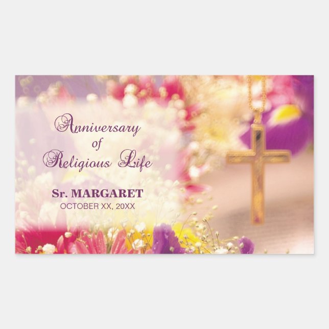 Personalize, Anniversary Religious Life, Nun Rectangular Sticker (Front)