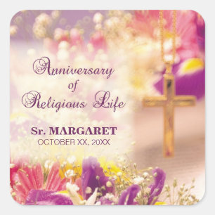 Personalize, Anniversary Religious Life, Nun Square Sticker