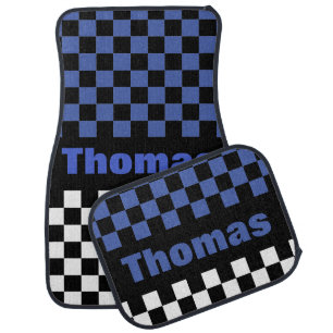 Personalize Any Color Checkered Flag Pattern Car Floor Mat
