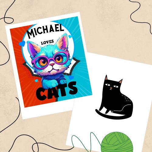 Personalize Any Name Loves Cats Comic Book Poster