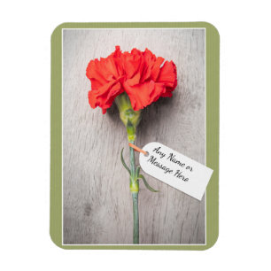 Personalize Any Occasion Carnation With Blank Tag Magnet