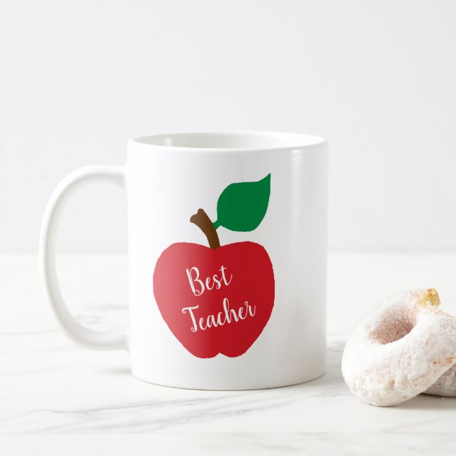Personalize Apple Best Teacher Gift Coffee Mug (With Donut)