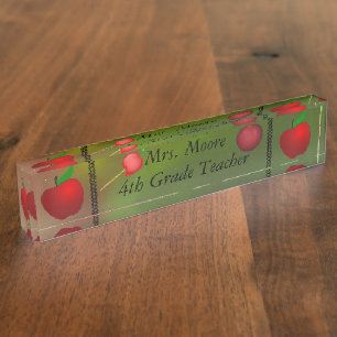 Personalize Apple Name Teacher Class Aurora Skies Plate