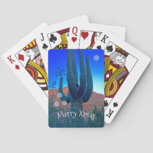 Personalize Arizona Desert Cactus Christmas Poker Cards