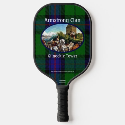 Personalize Armstrong Scottish Clan Castle Tartan Pickleball Paddle