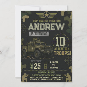 Personalize Army Birthday party Invitation