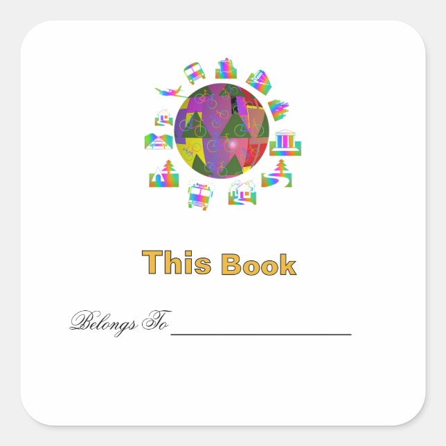 Personalize Around The World Bookplate  (Front)