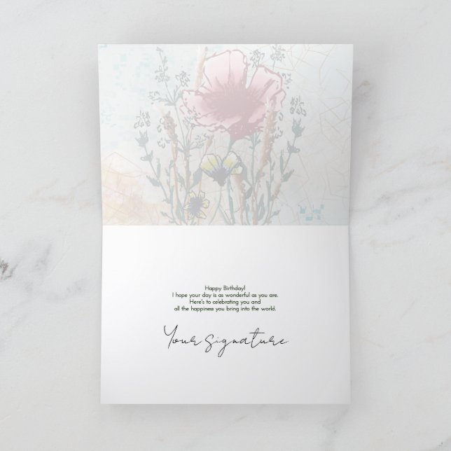 Personalize Artistic Wildflower Birthday Card (Inside)