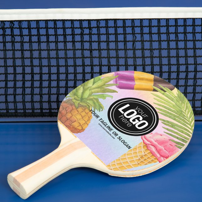 Personalize artsy watercolor ice cream theme ping pong paddle (Insitu)